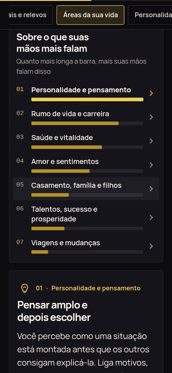 A lista “Sobre o que suas mãos mais falam”: sete temas com barras de peso
